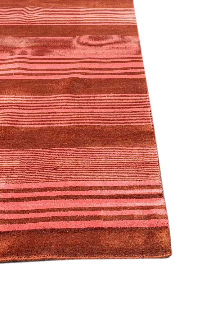 basis red and orange wool hand loom Rug - Corner