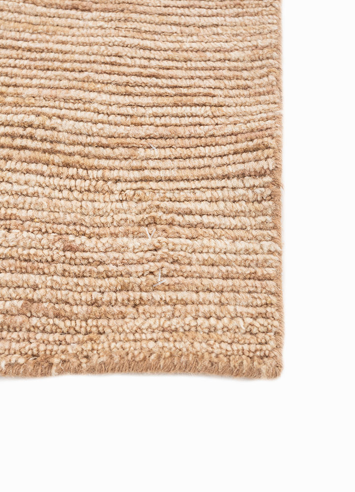 saga beige and brown wool hand loom Rug - Corner