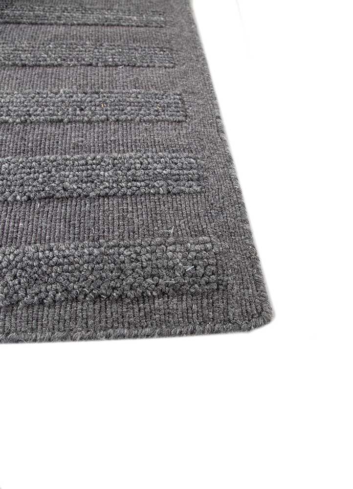 basis blue wool hand loom Rug - Corner