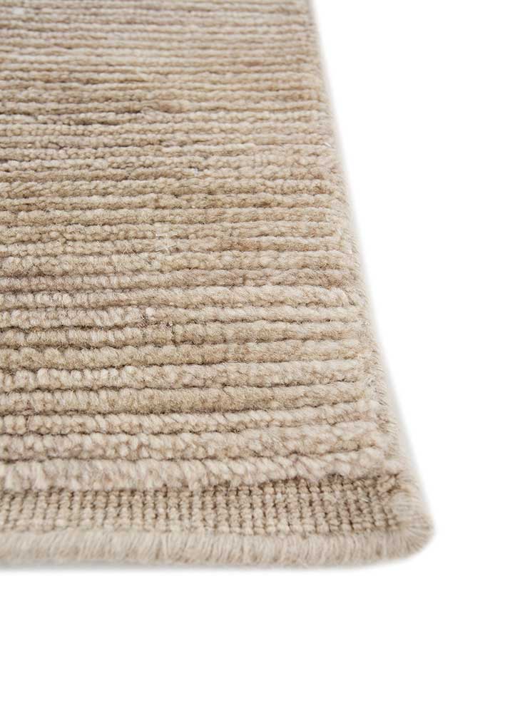 saga beige and brown wool hand loom Rug - Corner