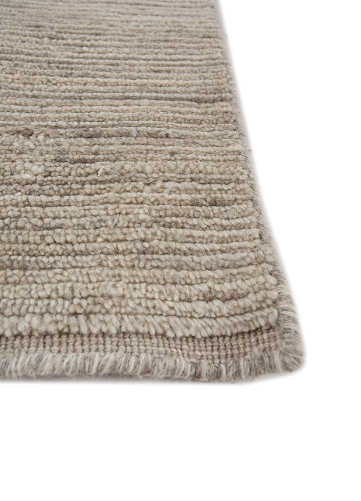 saga beige and brown wool hand loom Rug - Corner
