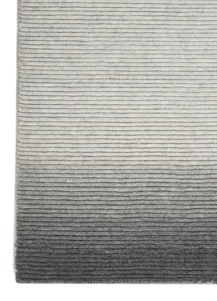 jean grey and black wool hand loom Rug - Corner