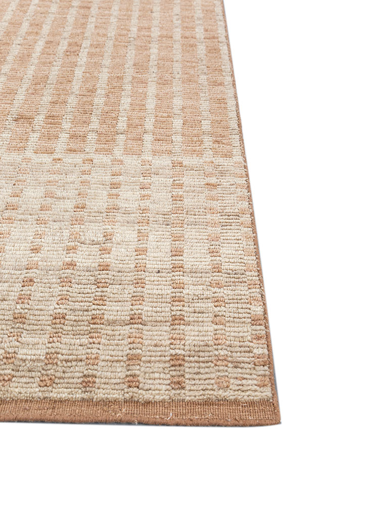 saga beige and brown wool hand loom Rug - Corner