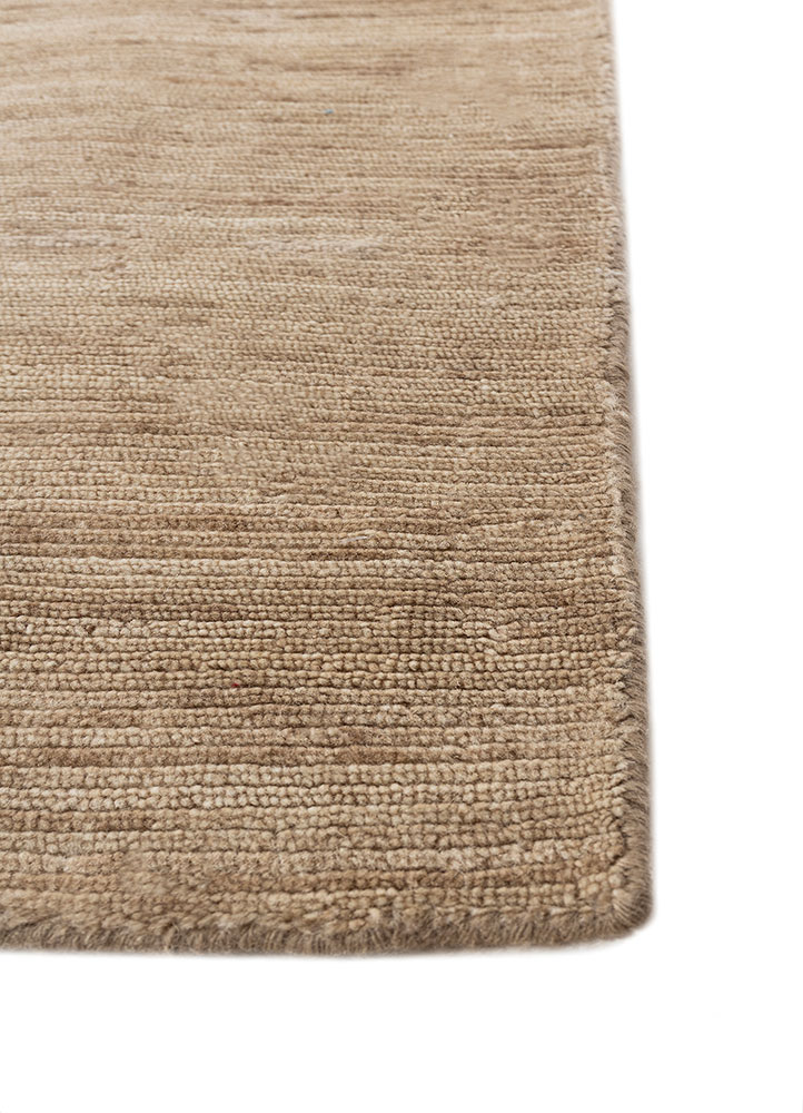 saga beige and brown wool hand loom Rug - Corner