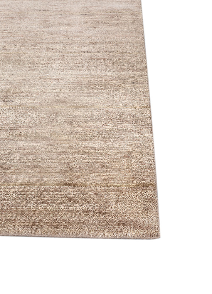 saga beige and brown wool hand loom Rug - Corner