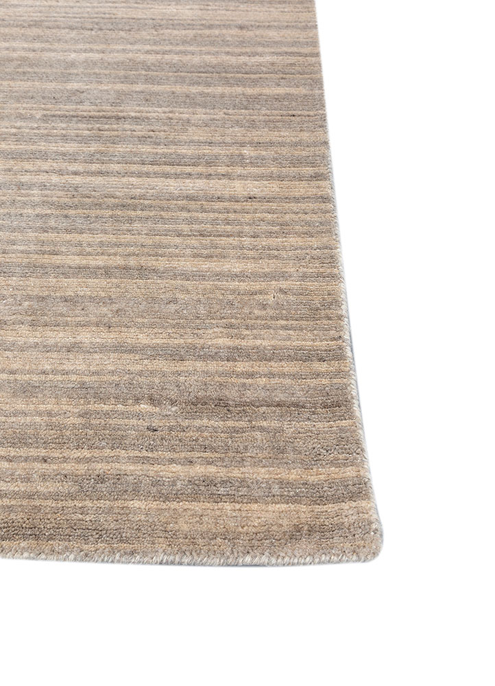 saga beige and brown wool hand loom Rug - Corner