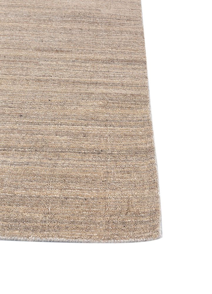 saga beige and brown wool hand loom Rug - Corner