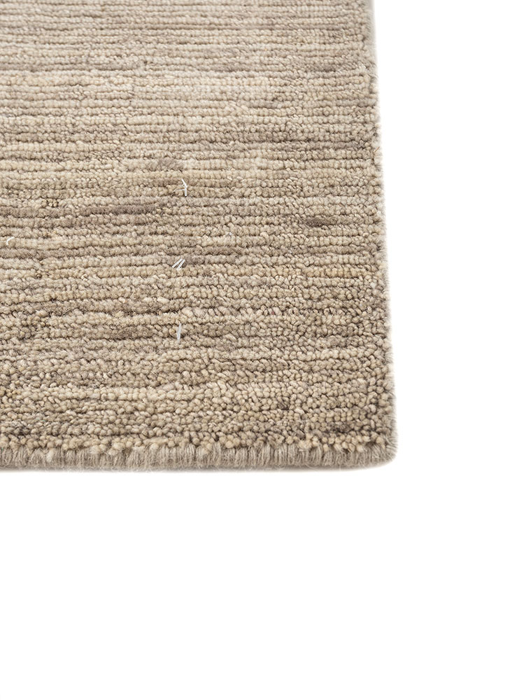 saga beige and brown wool hand loom Rug - Corner