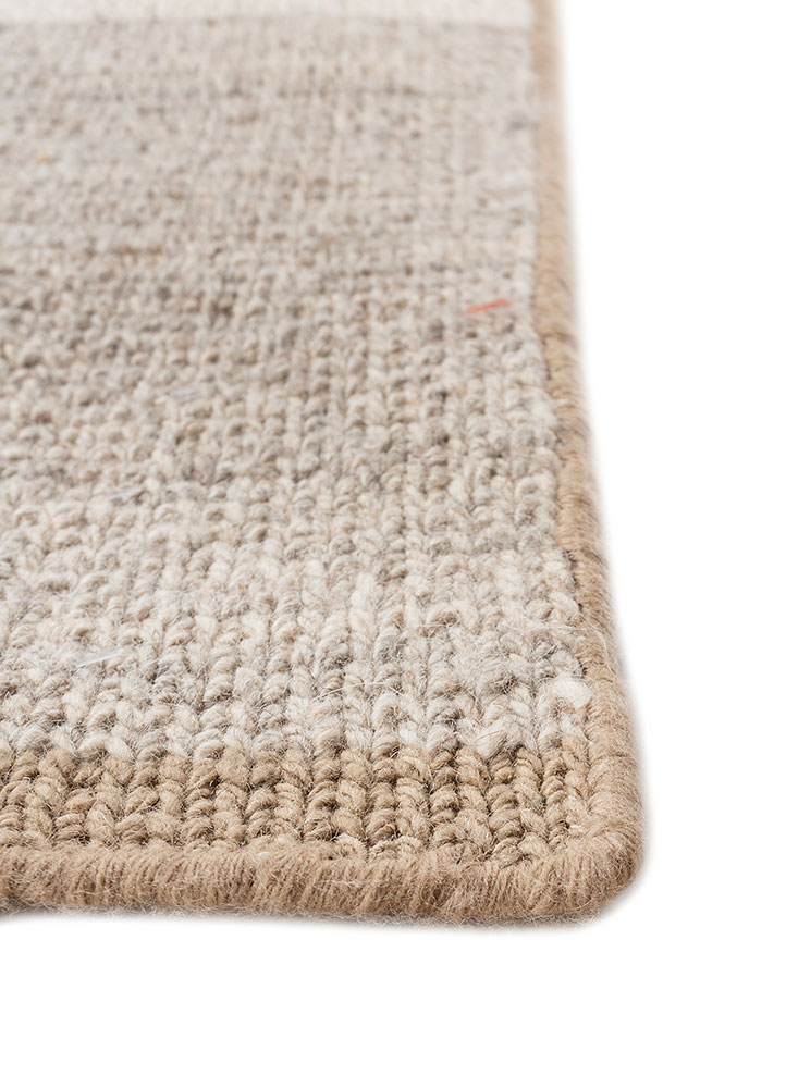 saga beige and brown wool hand loom Rug - Corner