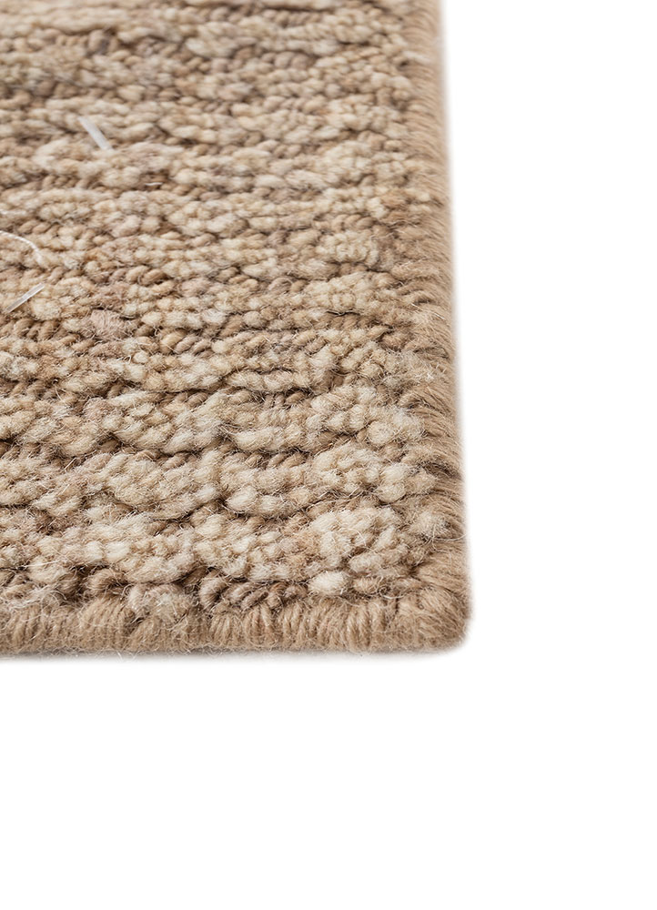 saga beige and brown wool hand loom Rug - Corner