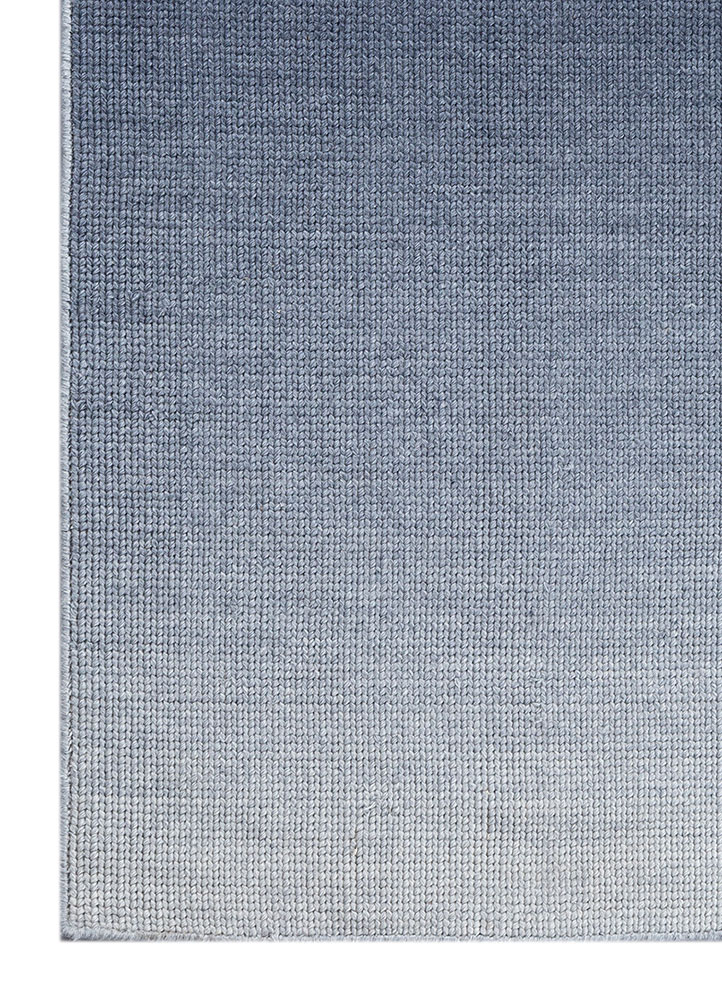 jean blue wool hand loom Rug - Corner