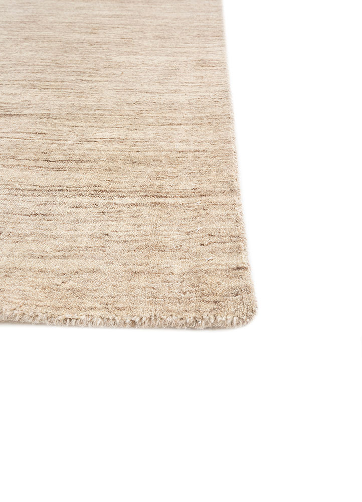 saga beige and brown wool hand loom Rug - Corner