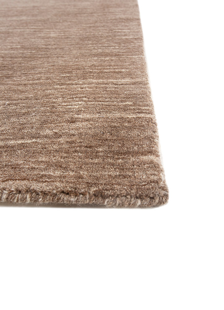 saga beige and brown wool hand loom Rug - Corner