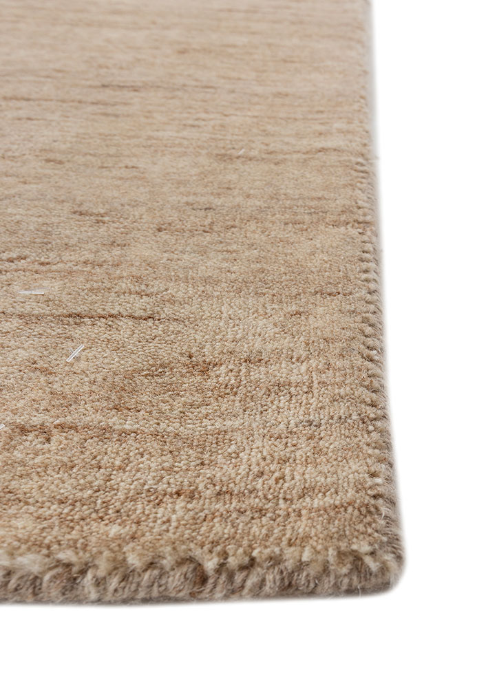 saga beige and brown wool hand loom Rug - Corner