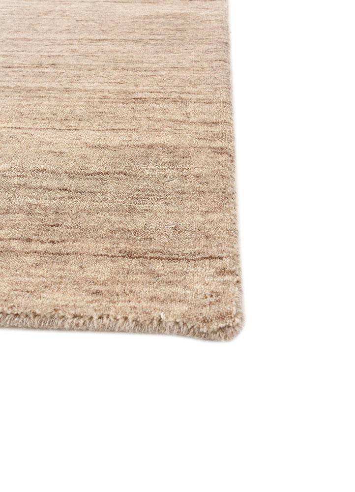 saga beige and brown wool hand loom Rug - Corner