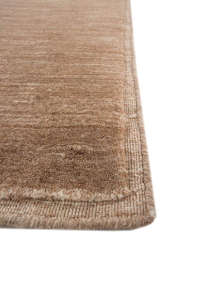 basis beige and brown wool hand loom Rug - Corner