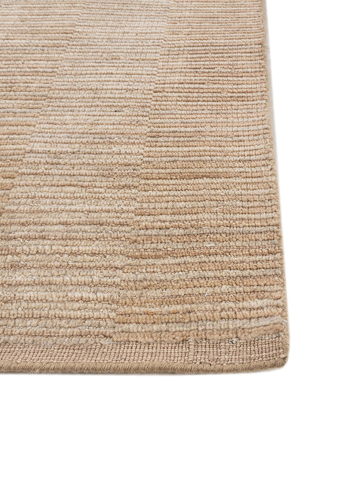 saga beige and brown wool hand loom Rug - Corner