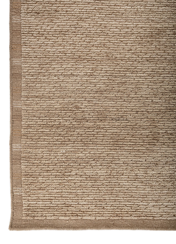 basis beige and brown wool hand loom Rug - Corner