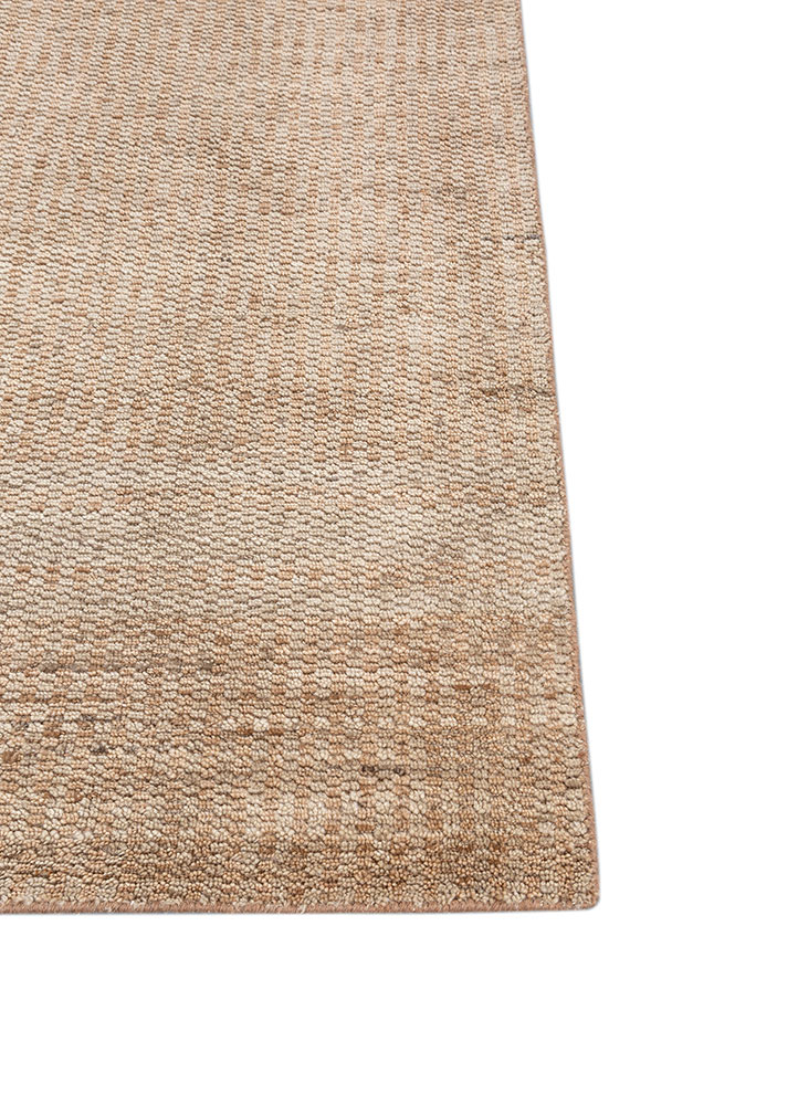 basis beige and brown wool hand loom Rug - Corner