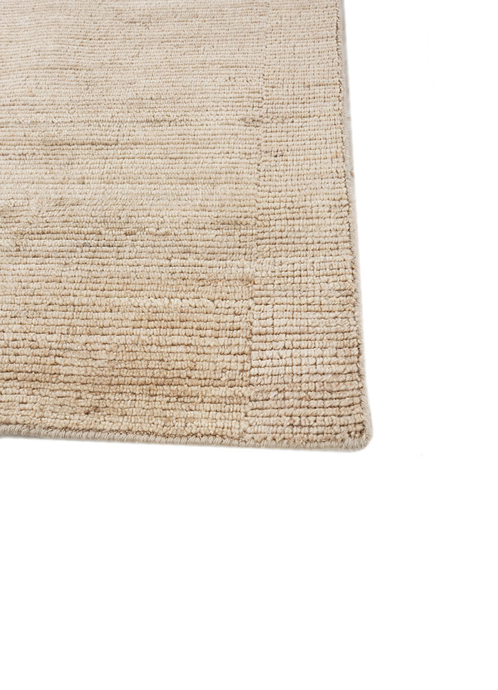 saga beige and brown wool hand loom Rug - Corner