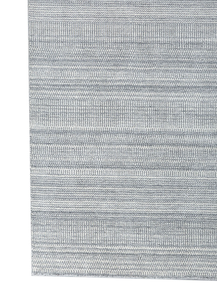 saga grey and black wool hand loom Rug - Corner