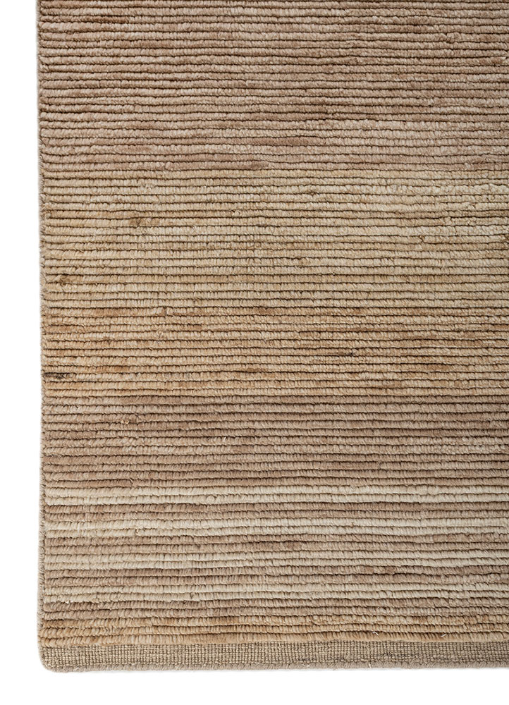 saga beige and brown wool hand loom Rug - Corner