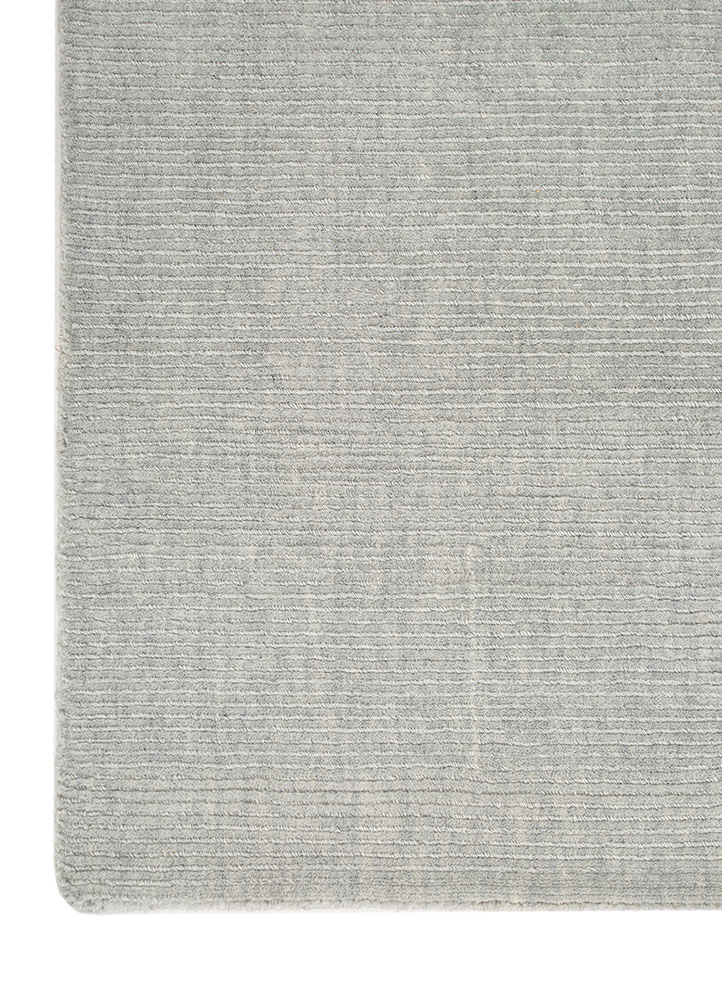basis blue wool hand loom Rug - Corner