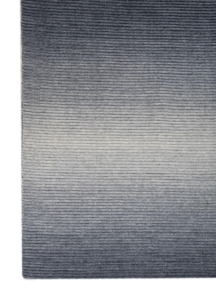 jean blue wool hand loom Rug - Corner