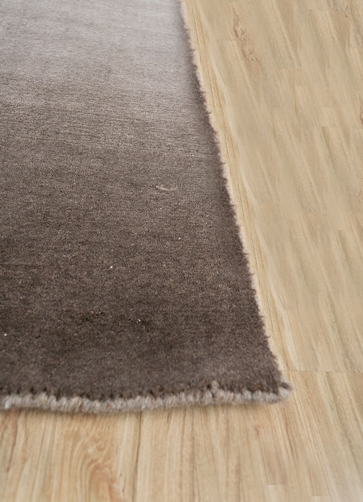 jean beige and brown wool hand loom Rug - Corner