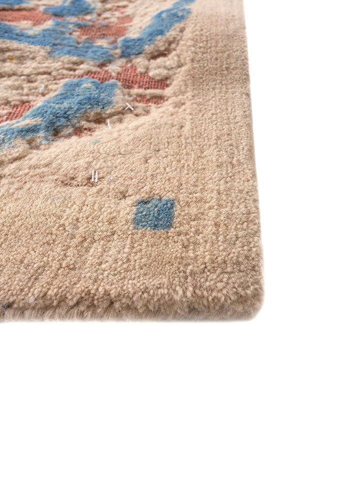basis red and orange wool hand loom Rug - Corner