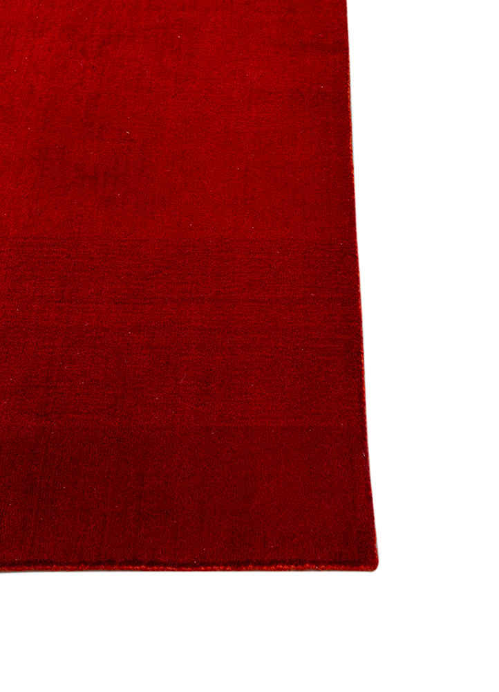 aprezo red and orange wool hand loom Rug - Corner