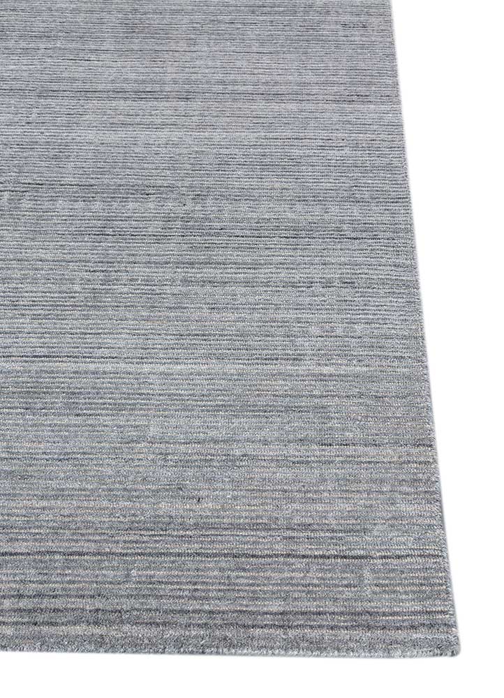 saga grey and black wool hand loom Rug - Corner