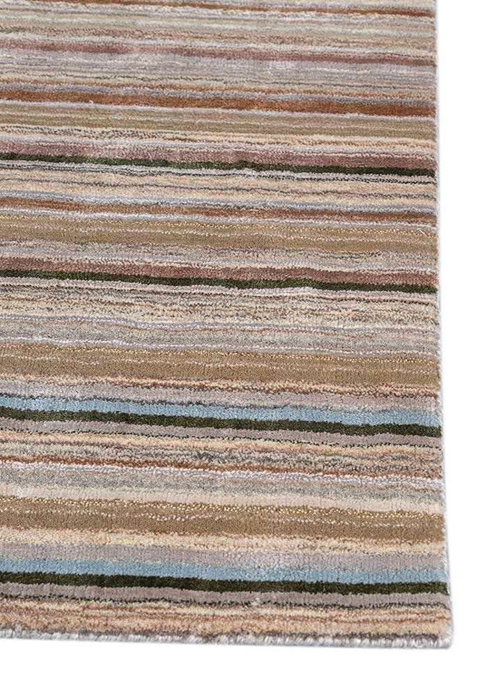 basis beige and brown wool and viscose hand loom Rug - Corner