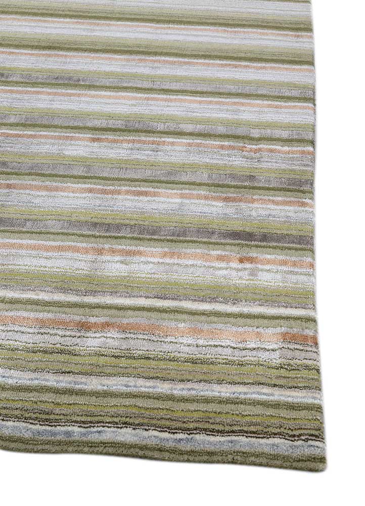 basis green wool and viscose hand loom Rug - Corner