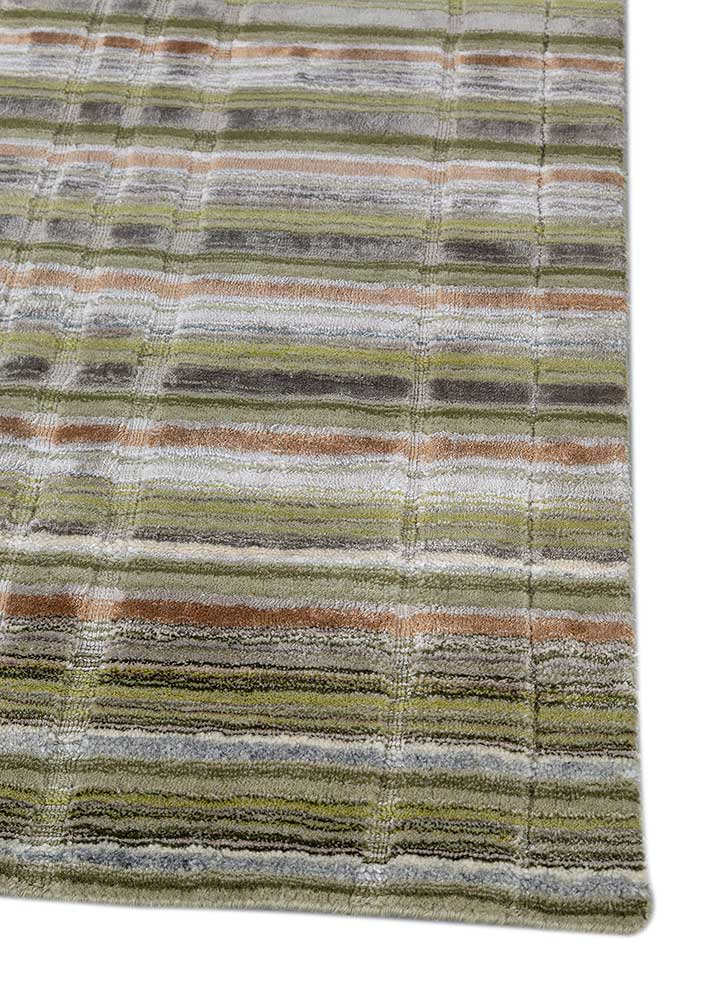 basis green wool and viscose hand loom Rug - Corner