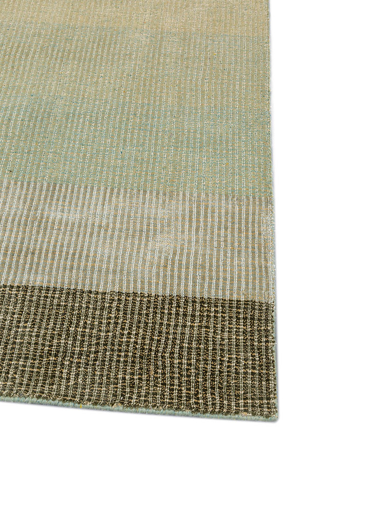 basis green wool and viscose hand loom Rug - Corner