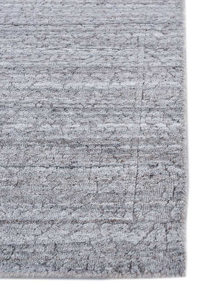 saga grey and black wool and viscose hand loom Rug - Corner
