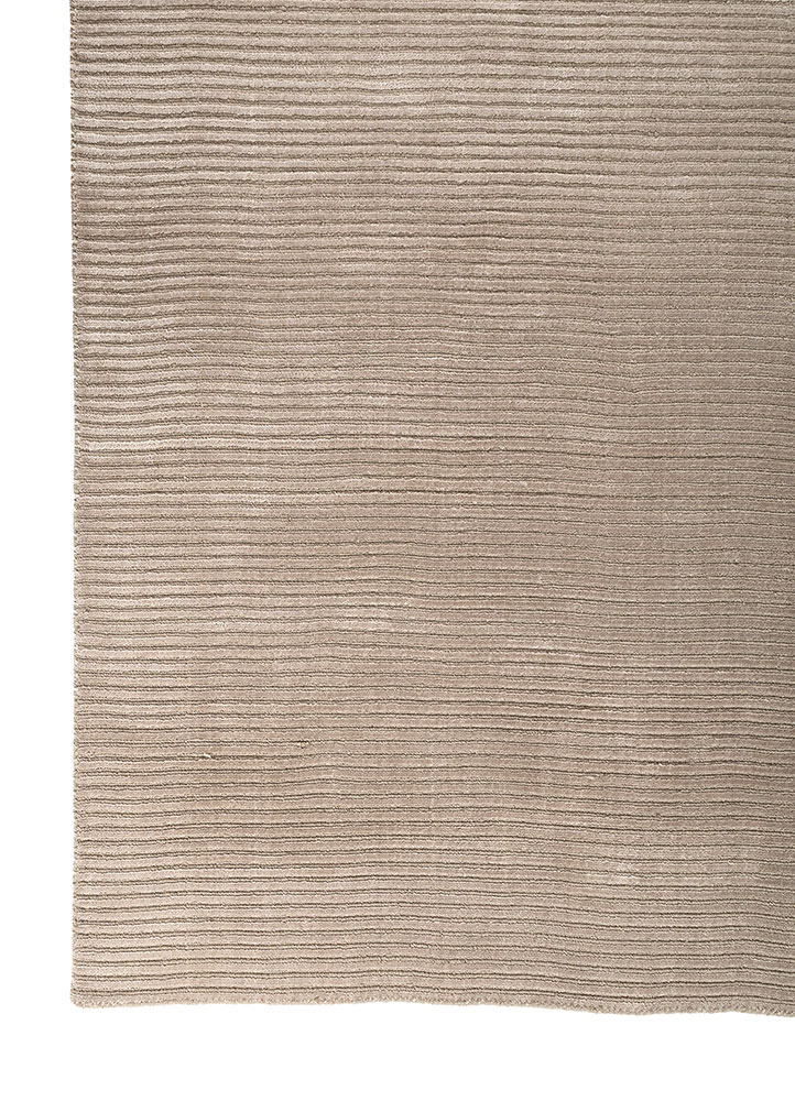 basis beige and brown wool and viscose hand loom Rug - Corner