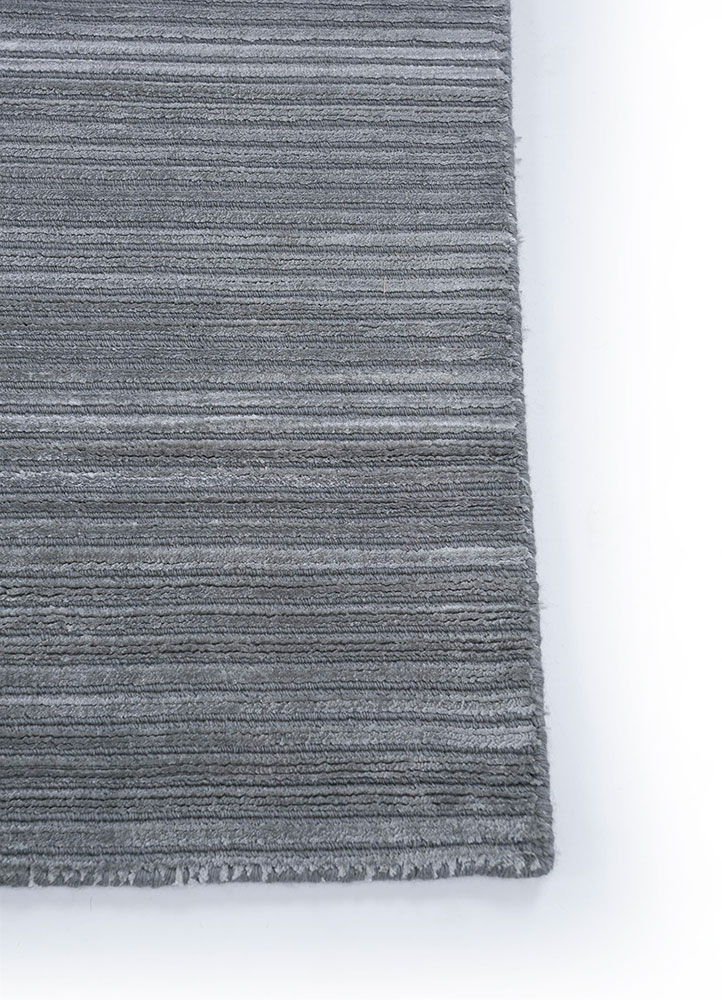 basis grey and black wool and viscose hand loom Rug - Corner