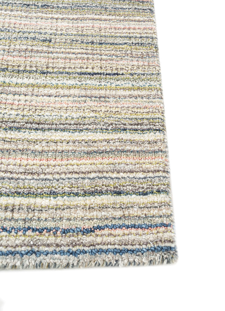 saga grey and black wool and viscose hand loom Rug - Corner