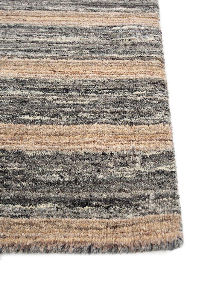 saga grey and black wool and viscose hand loom Rug - Corner
