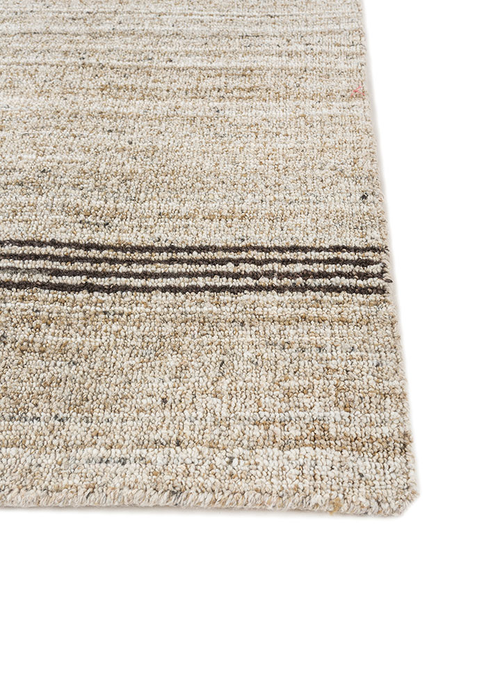 saga beige and brown wool and viscose hand loom Rug - Corner