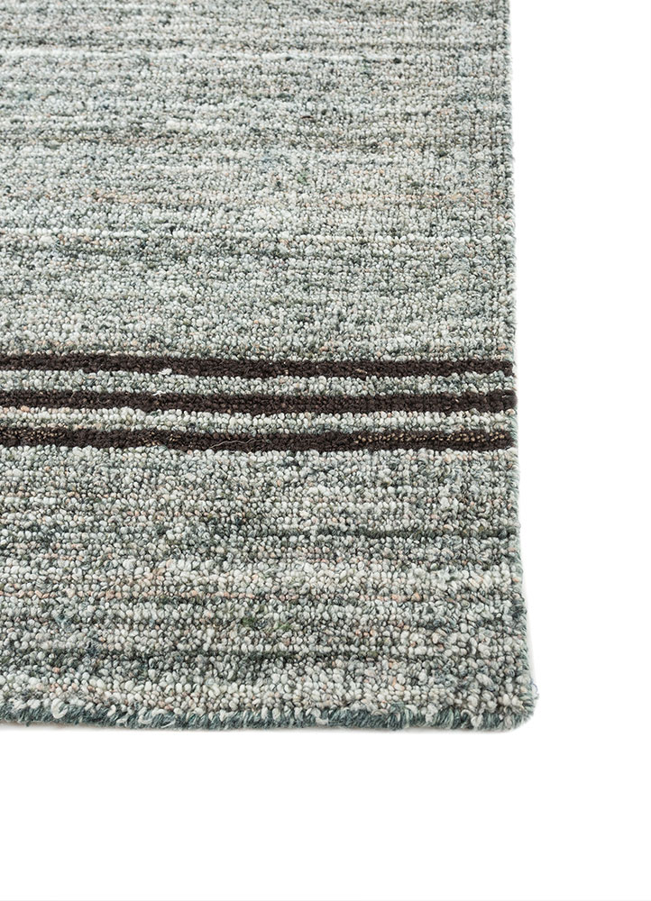 saga blue wool and viscose hand loom Rug - Corner