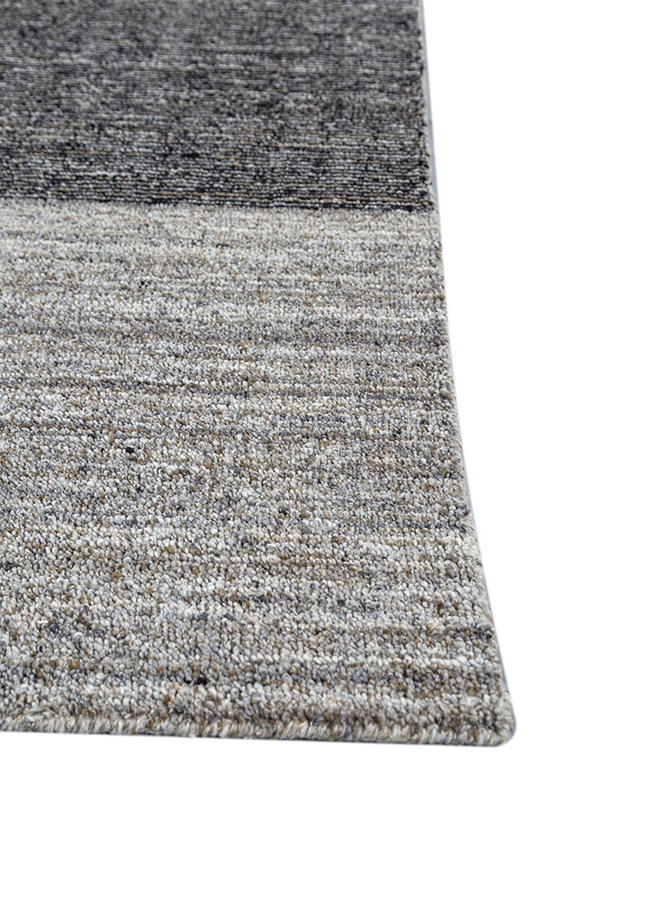 saga beige and brown wool and viscose hand loom Rug - Corner