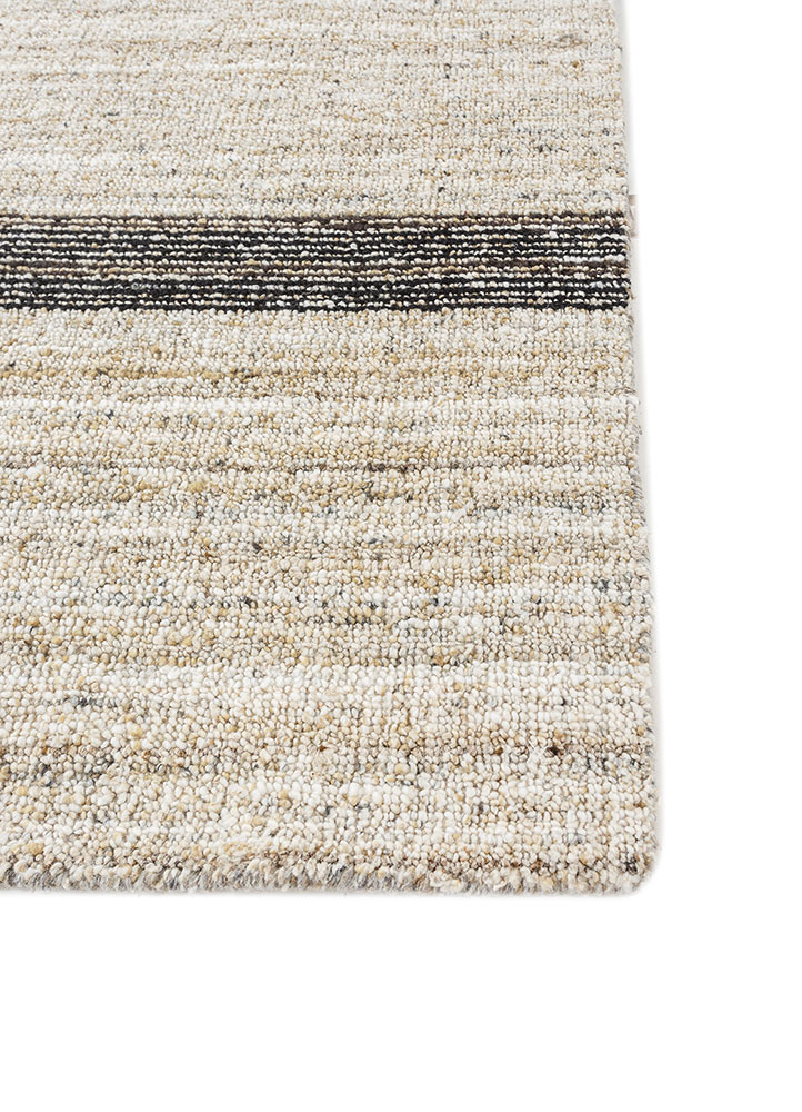 saga beige and brown wool and viscose hand loom Rug - Corner