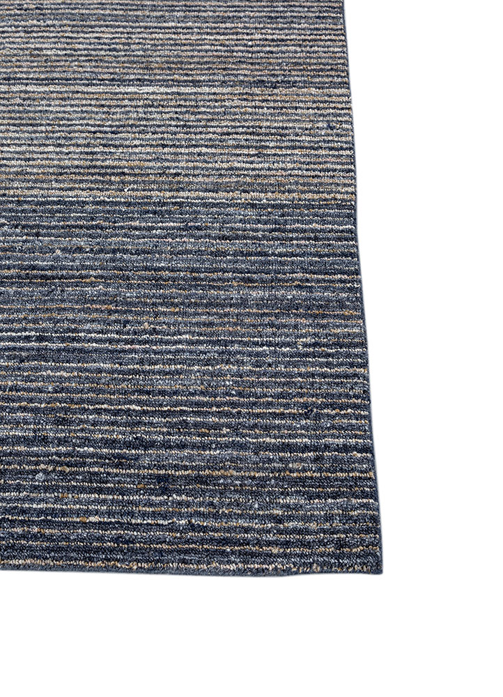 saga grey and black wool and viscose hand loom Rug - Corner