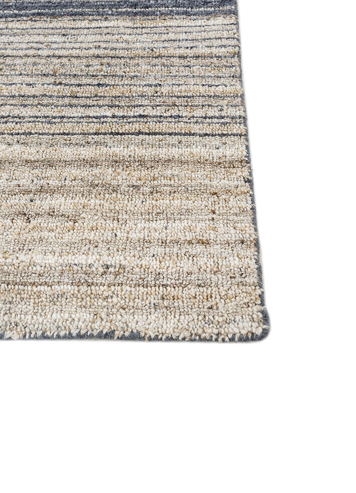 saga blue wool and viscose hand loom Rug - Corner