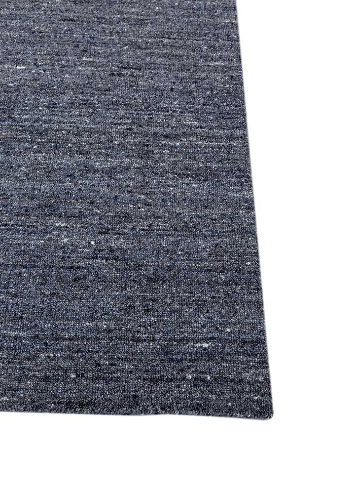 saga grey and black wool and viscose hand loom Rug - Corner