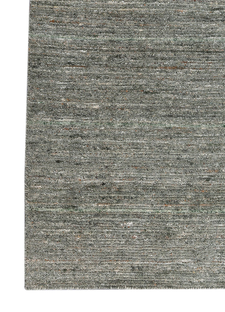 basis blue wool and viscose hand loom Rug - Corner