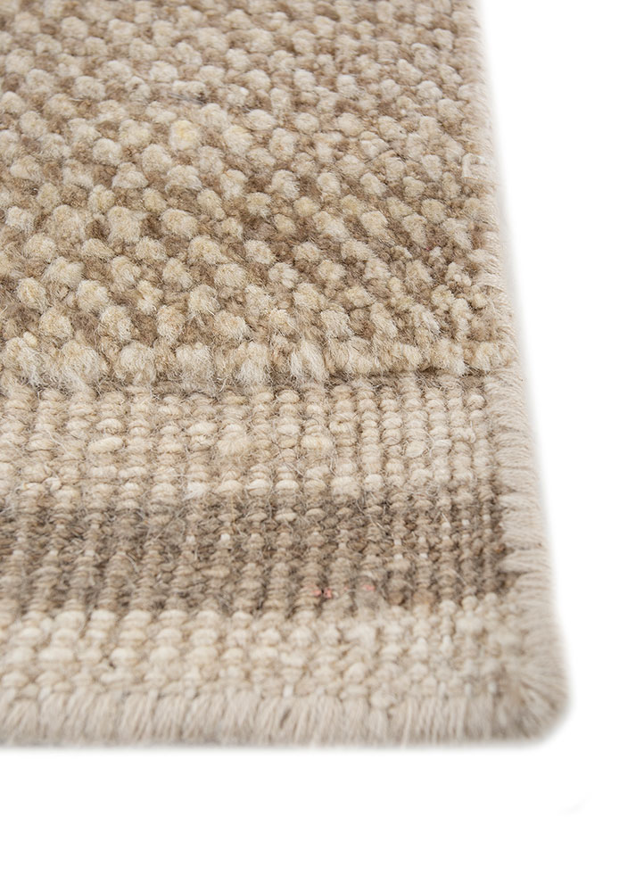 manifest beige and brown afghan wool hand knotted Rug - Corner